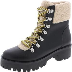 Steve Madden Aniko Women's Winter Ankle Boot 7.5 in Black Leather Side Zip